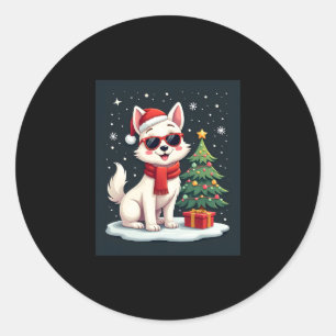 Grappige Feestelijke Zonnebril Hond met Kerstboom Ronde Sticker