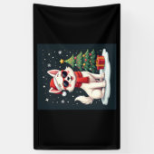 Grappige Feestelijke Zonnebril Hond met Kerstboom  Spandoek (Verticaal)