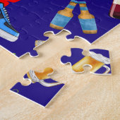 Grappige feestman die wijn drinkt legpuzzel (Zijkant)