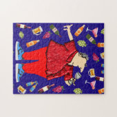 Grappige feestman die wijn drinkt legpuzzel (Horizontaal)