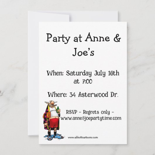 Grappige feestuitnodigingen kaart (Achterkant)