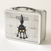 Grappige fel zwart kat cartoon  (Achterkant)