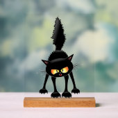 Grappige fel zwart kat cartoon acryl bord (Neutraal)