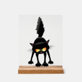 Grappige fel zwart kat cartoon acryl bord (Voorkant)