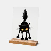 Grappige fel zwart kat cartoon acryl bord (Hoek)