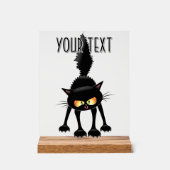 Grappige fel zwart kat cartoon acryl bord (Voorkant)