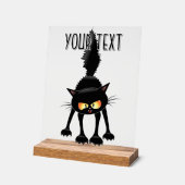 Grappige fel zwart kat cartoon acryl bord (Hoek)