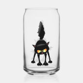 Grappige fel zwart kat cartoon  blikvorm glas (Achterkant)