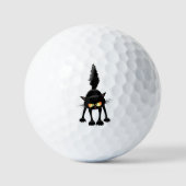 Grappige fel zwart kat cartoon  golfballen (Voorkant)