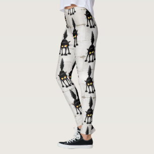 Grappige fel zwart kat cartoon  leggings
