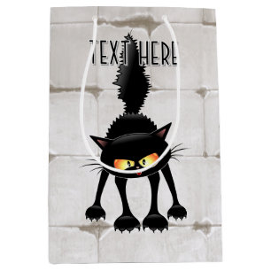 Grappige fel zwart kat cartoon  medium cadeauzakje
