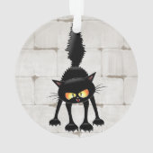 Grappige fel zwart kat cartoon  ornament (achterkant)