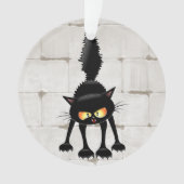 Grappige fel zwart kat cartoon  ornament (voorkant)
