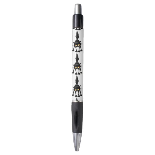 Grappige fel zwart kat cartoon  pen (Voorkant Verticaal)