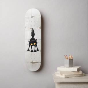 Grappige fel zwart kat cartoon persoonlijk skateboard