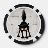 Grappige fel zwart kat cartoon  poker chips (Achterkant)