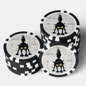 Grappige fel zwart kat cartoon  poker chips (Opstapeling)
