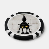 Grappige fel zwart kat cartoon  poker chips (Enkel)