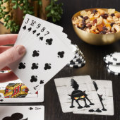 Grappige fel zwart kat cartoon pokerkaarten (Insitu)