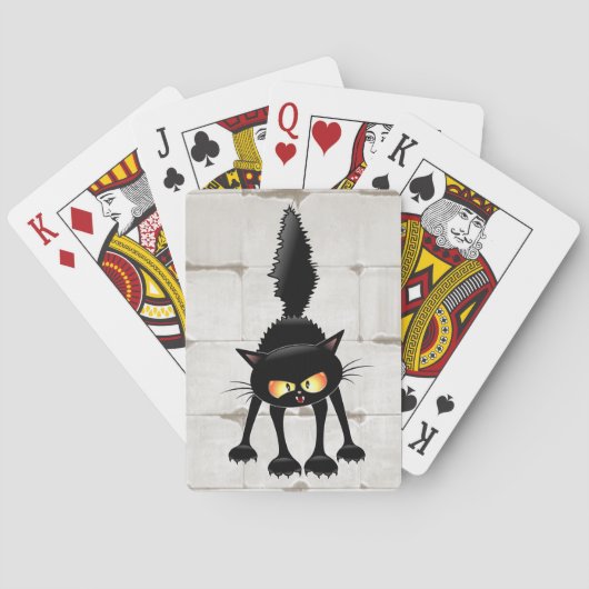 Grappige fel zwart kat cartoon pokerkaarten (Achterkant)