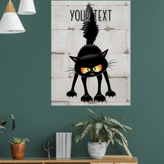 Grappige fel zwart kat cartoon poster (Woonkamer 1)