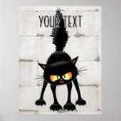 Grappige fel zwart kat cartoon poster (Voorkant)