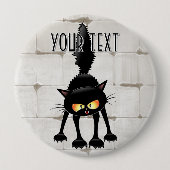 Grappige fel zwart kat cartoon ronde button 4,0 cm (Voorkant)