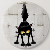 Grappige fel zwart kat cartoon ronde button 6,0 cm (Voorkant)