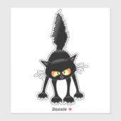 Grappige fel zwart kat cartoon sticker (Vel)