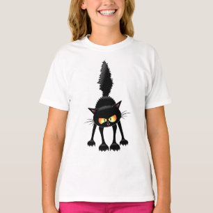 Grappige fel zwart kat cartoon t-shirt