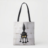 Grappige fel zwart kat cartoon tote bag (Voorkant)