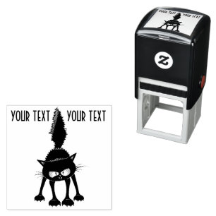 Grappige fel zwart kat cartoon  zelfinktende stempel