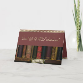Grappige felicitatie afstudeer bibliotheekboek kaart