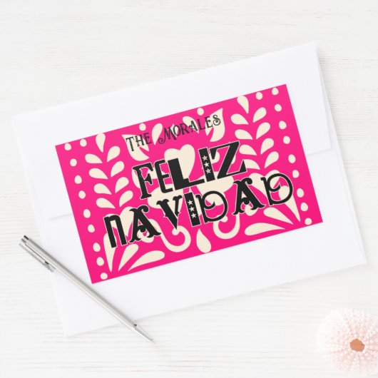 Grappige feliz navidad rechthoekige sticker (Envelop)