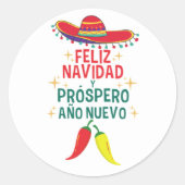 Grappige feliz navidad ronde sticker (Voorkant)