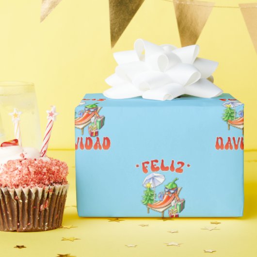 Grappige Feliz Navidad Schattigee kerstchili Cadeaupapier (Verjaardagsfeest)