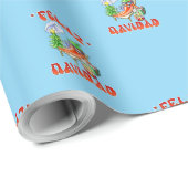 Grappige Feliz Navidad Schattigee kerstchili Cadeaupapier (Rol Hoek)