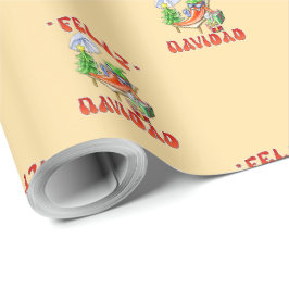 Grappige Feliz Navidad Schattigee kerstchili Cadeaupapier