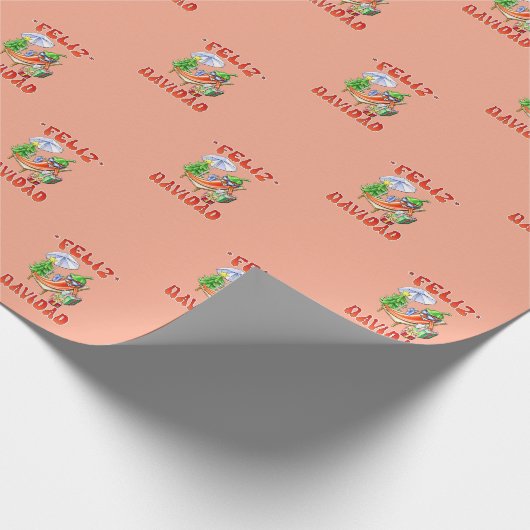 Grappige Feliz Navidad Schattigee kerstchili Cadeaupapier (Hoek)