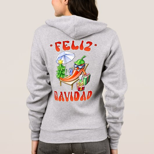 Grappige Feliz Navidad Schattigee kerstchili Hoodie (Achterkant)