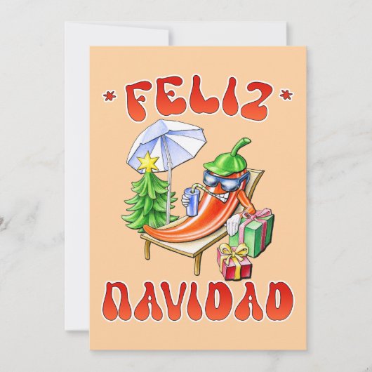 Grappige Feliz Navidad Schattigee kerstchili Kaart (Voorkant)