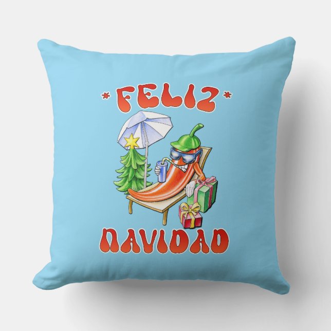 Grappige Feliz Navidad Schattigee kerstchili Kussen (Voorkant)