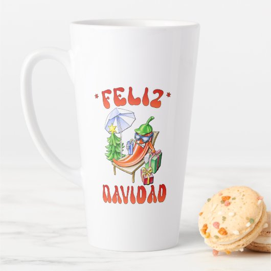 Grappige Feliz Navidad Schattigee kerstchili Latte Mok (In situ)