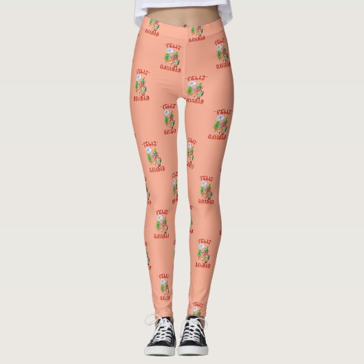Grappige Feliz Navidad Schattigee kerstchili Leggings (Voorkant)