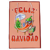 Grappige Feliz Navidad Schattigee kerstchili Medium Cadeauzakje (Voorkant)