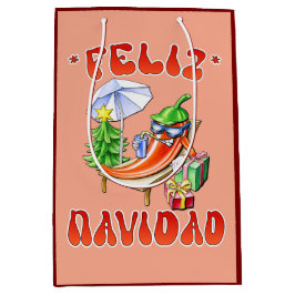 Grappige Feliz Navidad Schattigee kerstchili Medium Cadeauzakje