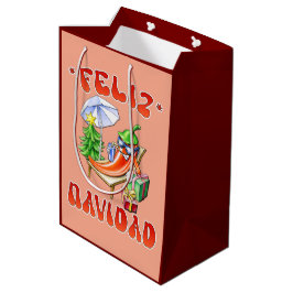 Grappige Feliz Navidad Schattigee kerstchili Medium Cadeauzakje