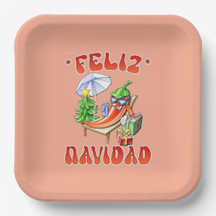 Grappige Feliz Navidad Schattigee kerstchili Papieren Bordje