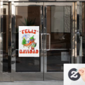 Grappige Feliz Navidad Schattigee kerstchili Raamsticker (Kantoordeur)