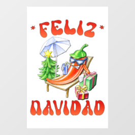 Grappige Feliz Navidad Schattigee kerstchili Raamsticker